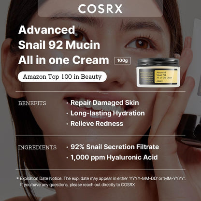 COSRX Snail Mucin 92% Repair Cream 3.52 Fl. Oz.