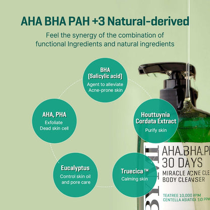 SOME BY MI AHA BHA PHA 30 Days Miracle Acne Clear Body Cleanser (3.5Oz, 400ml)